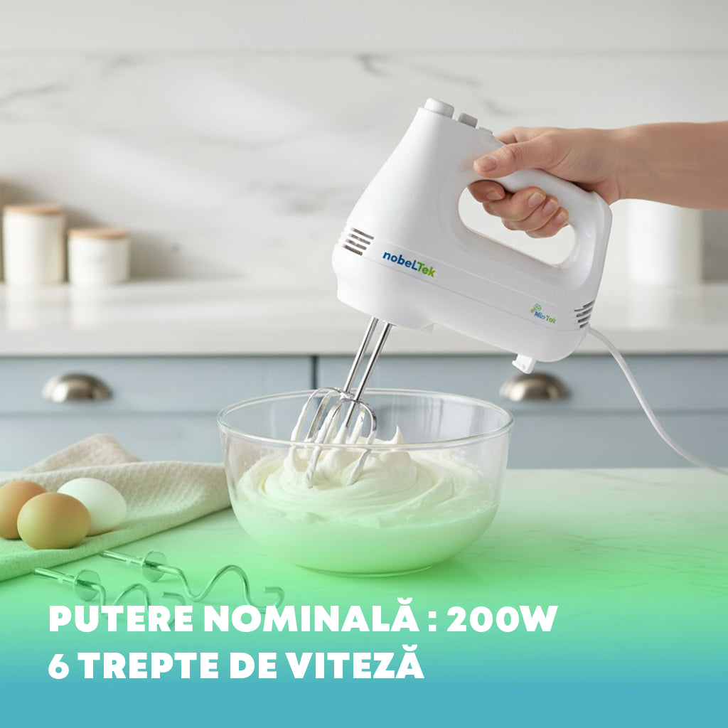 Mixer de mână NobelTek NHM20W, Alb