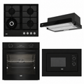 Pachet încorporabil Beko Black Edition – Cuptor + Cuptor cu microunde + Plită gaz + Hotă telescopică
