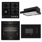 Pachet încorporabil Beko Black Edition – Cuptor + Cuptor cu microunde + Plită gaz + Hotă telescopică