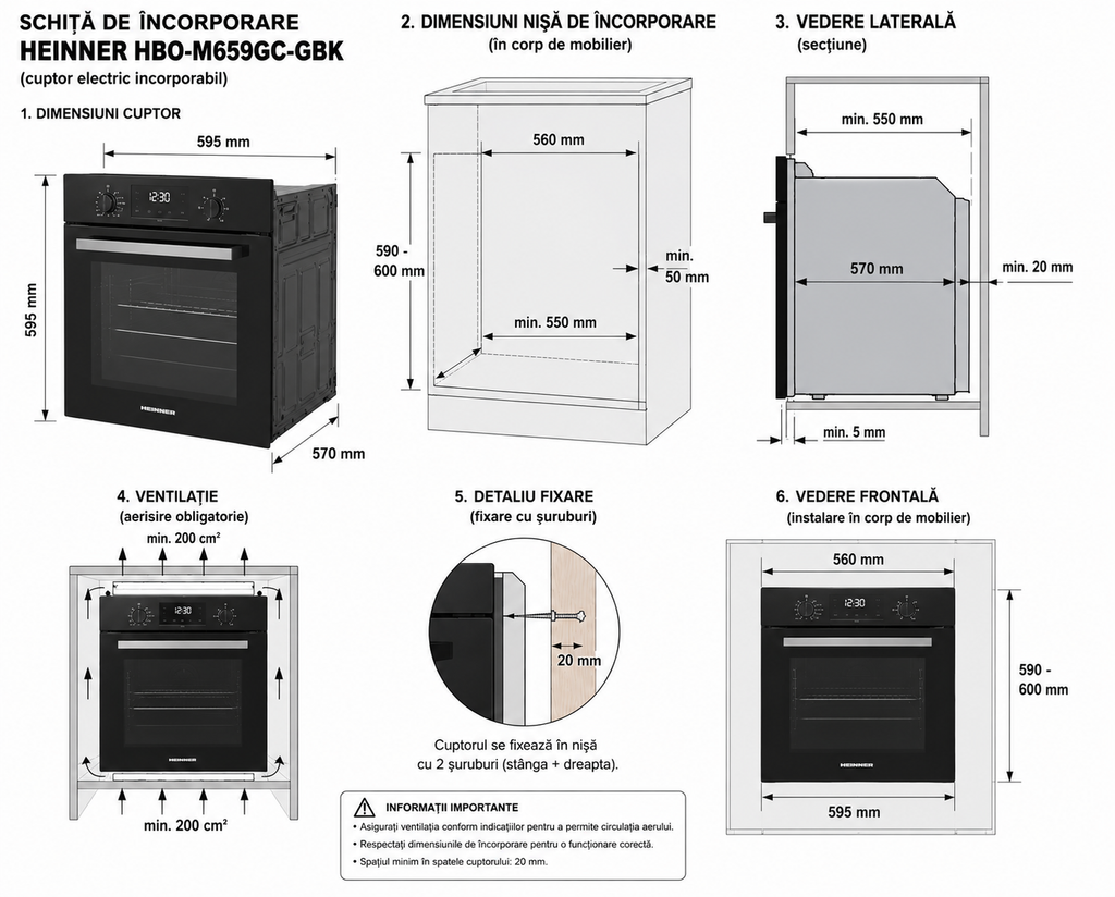 Cuptor electric incorporabil Heinner HBO-M659GC-GBK