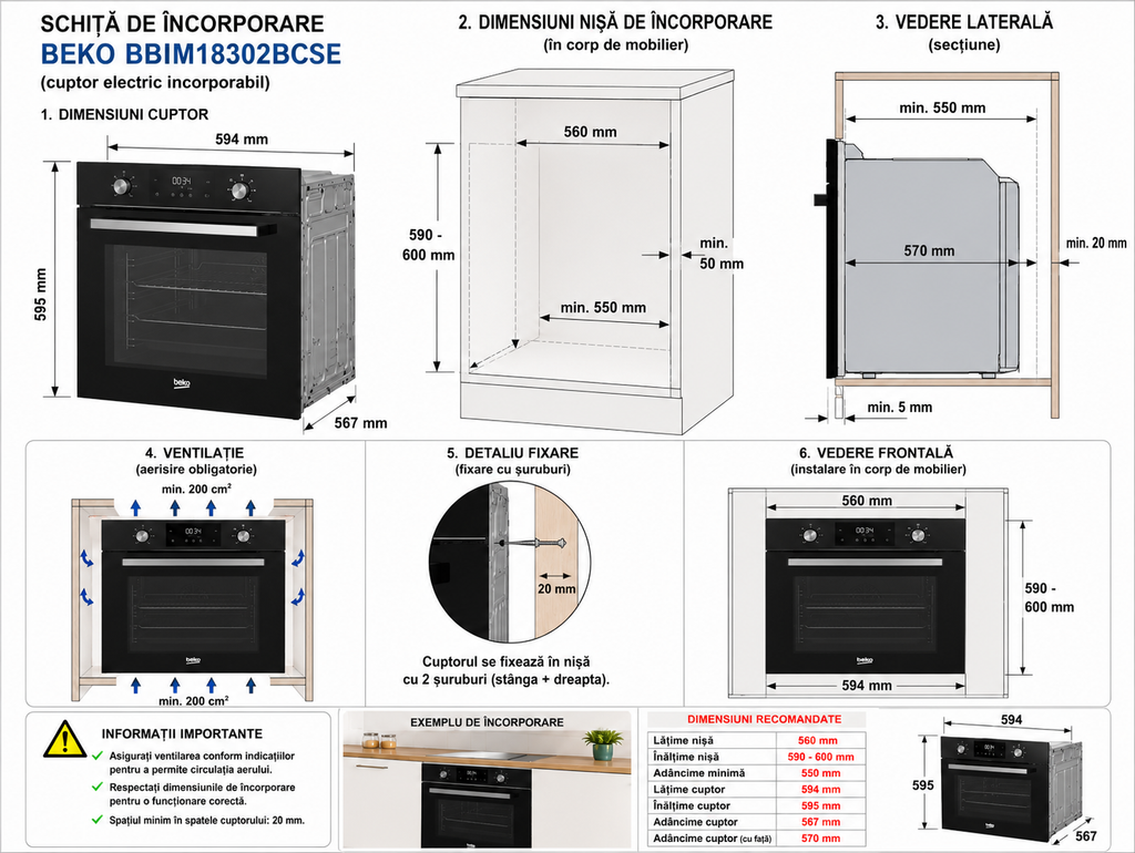 Cuptor electric incorporabil Beko BBIM18302BCSE