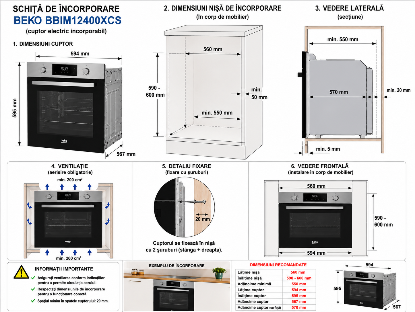 Cuptor electric incorporabil Beko BBIM12400XCS