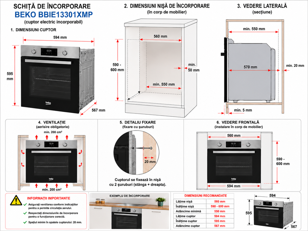 Cuptor electric incorporabil Beko BBIE13301XMP