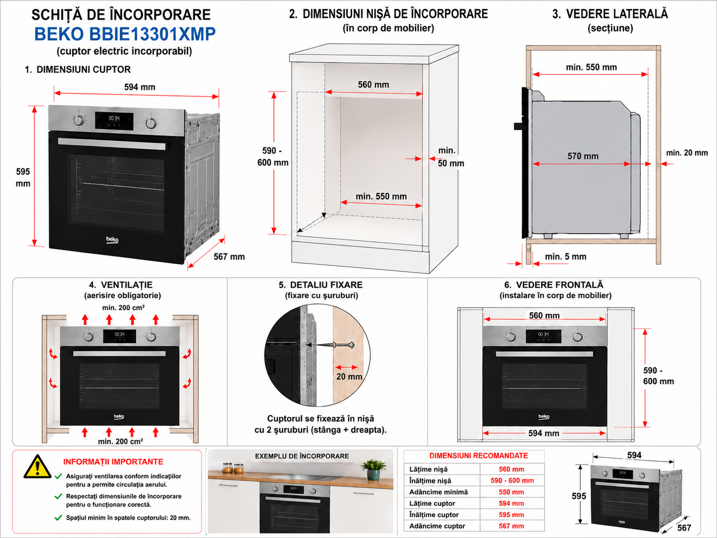 Cuptor electric incorporabil Beko BBIE13301XMP