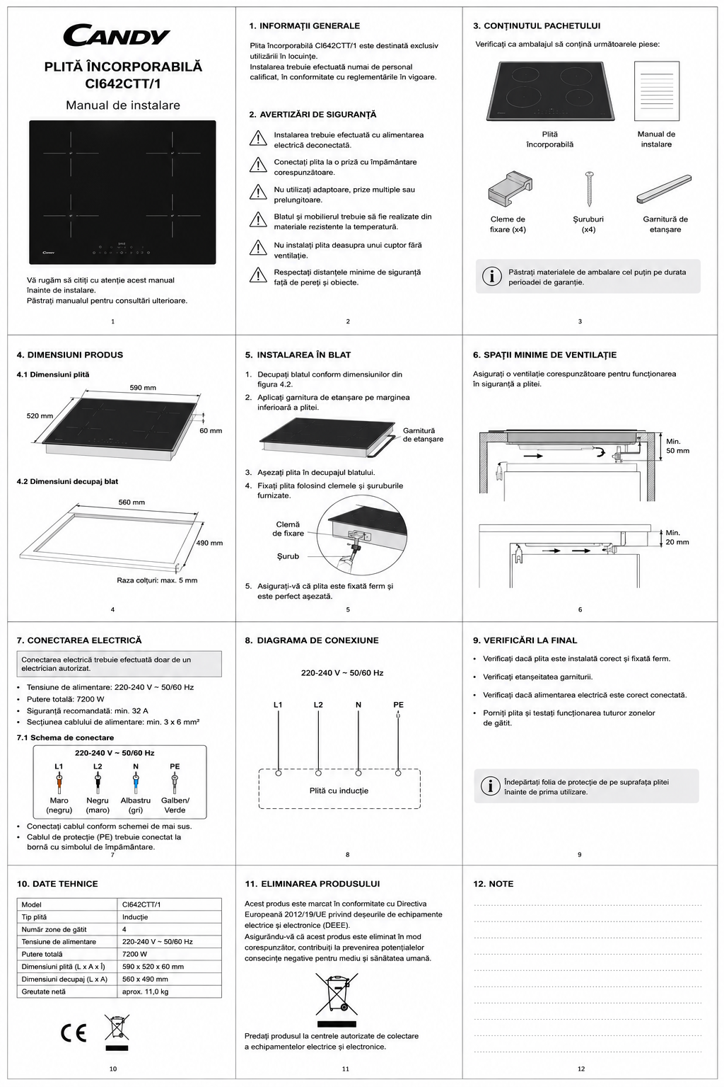 Plită încorporabilă Candy CI642CTT/1