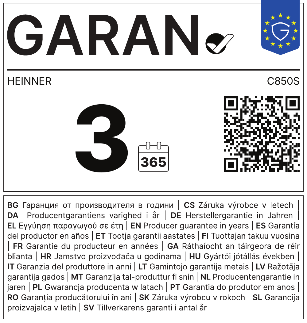 Eticheta GARAN – garanție comercială de durabilitate oferită de producător