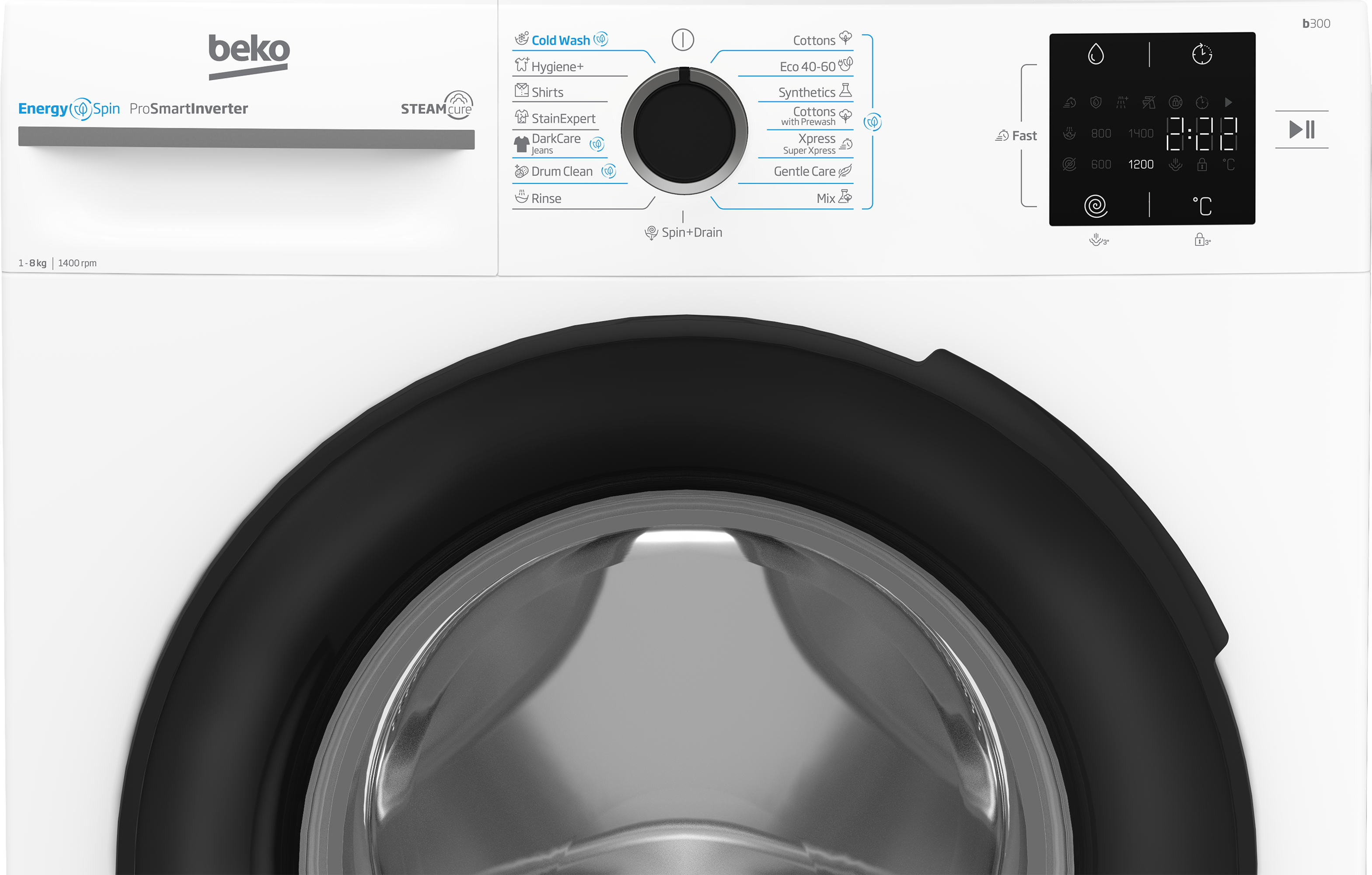 Pachet Beko Laundry – Mașină de spălat 8 kg + Uscător cu pompă de căldură 8 kg