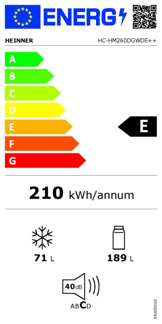 Combină frigorifică Heinner HC-HM260DGWDE++