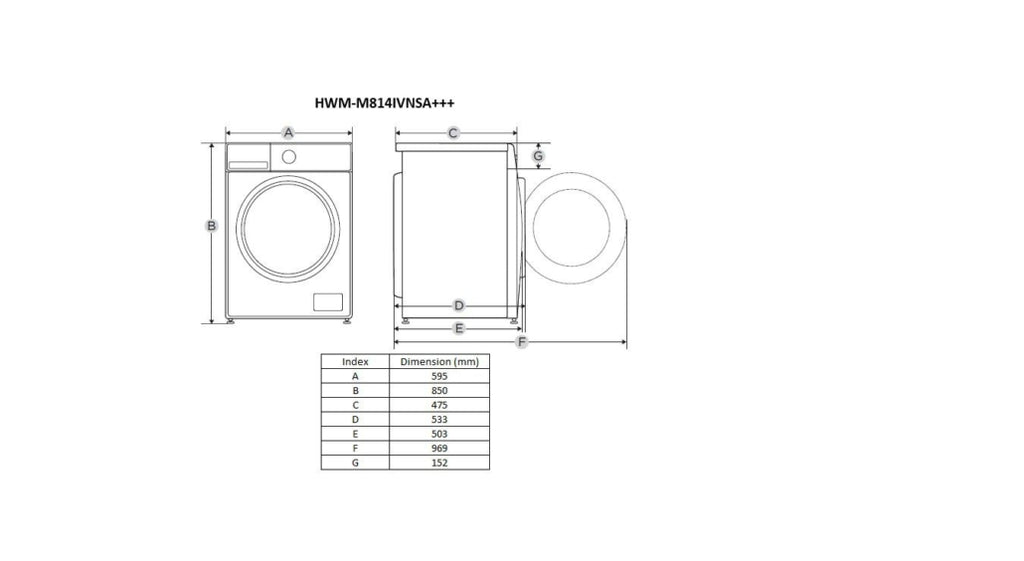 Mașină de spălat rufe Heinner HWM-M814IVNSA+++